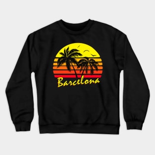 Barcelona Spain Retro Sunset Crewneck Sweatshirt